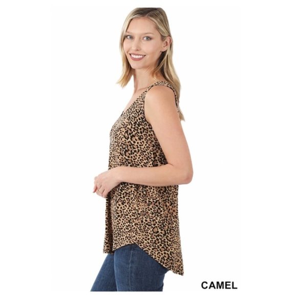 Camel Leopard Print Tank Top - Picture 2 of 4